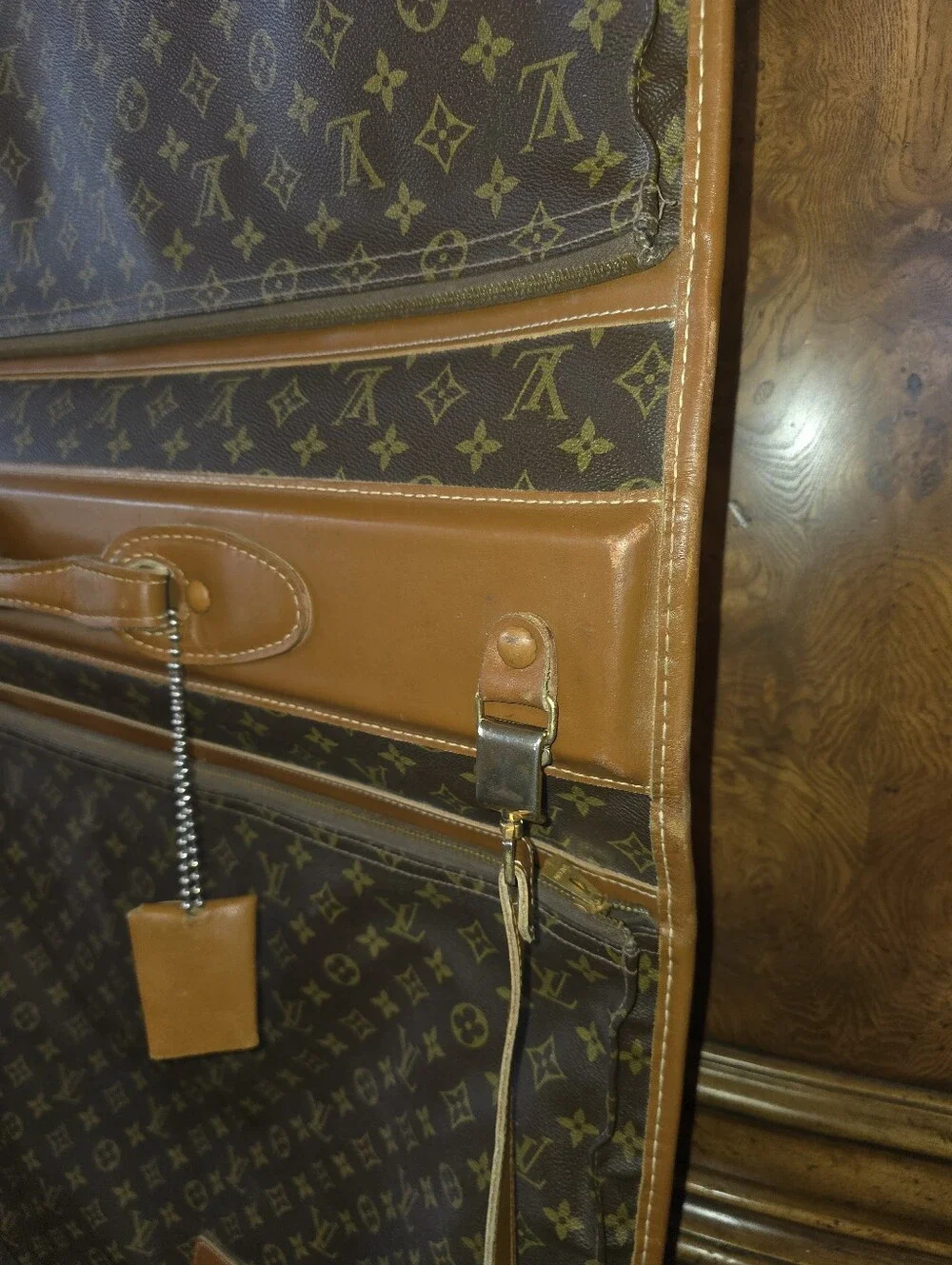Louis Vuitton Brown Monogram Garment Carrier with Tan Trim